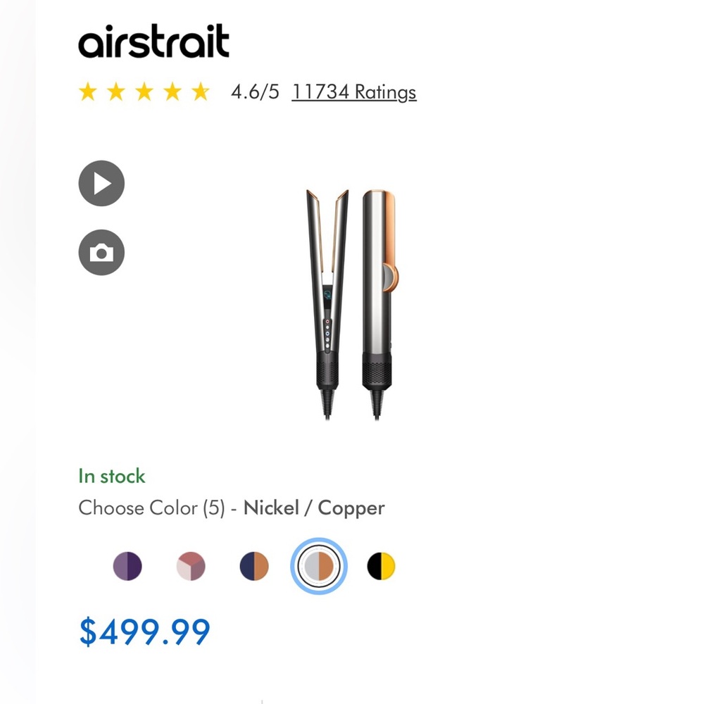 Dyson Airstrait Hair Straightener in Nickel and Copper